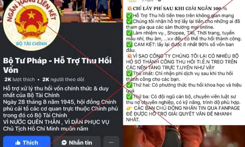 Cảnh báo Facebook giả mạo Bộ Tư pháp hỗ trợ lấy lại tiền lừa đảo