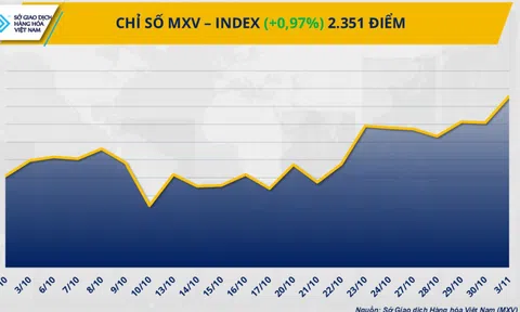 THỊ TRƯỜNG HÀNG HÓA: Cà phê dẫn dắt đà tăng, MXV-Index về đỉnh 8 tháng