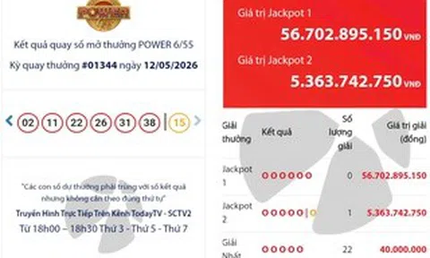 Xổ số Vietlott có vé Power 6/55 trúng giải Jackpot 2