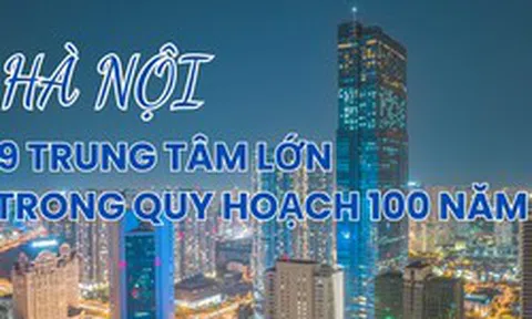 Infographic: 9 trung tâm đô thị lớn của Hà Nội trong quy hoạch 100 năm