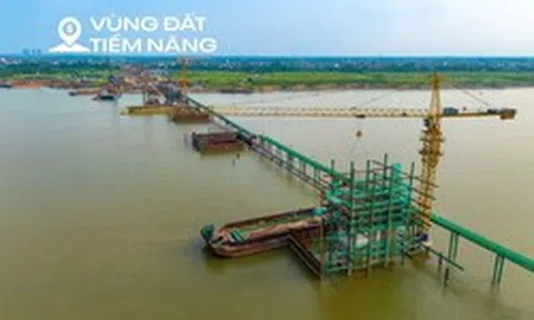 Ngắm cầu gần 10.000 tỷ xây nhanh bậc nhất Hà Nội, dự kiến hoàn thành trong chưa đầy 2 năm, kết nối đại đô thị của Vinhomes và Sun Group