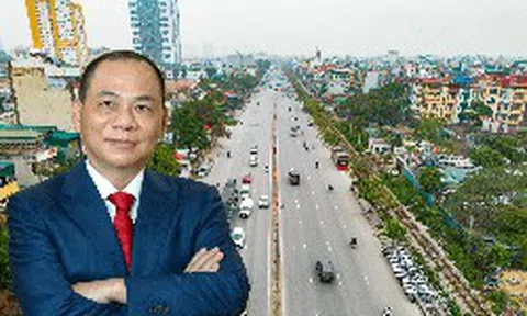 Doanh nghiệp của tỷ phú Phạm Nhật Vượng đang thi công tuyến đường 162.000 tỷ đồng, rộng 16 làn xe, kết nối trung tâm Hà Nội với khu đô thị 9.171 ha có siêu sân vận động lớn nhất thế giới